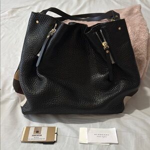 Burberry Black Shoulder Bag with Textured Leather/9.5/10 rating.